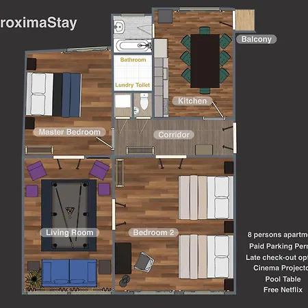 Apartment Proxima Downtown - Pool Table And Cinema Projector Prag
